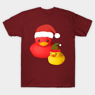 Cute Rubber Duck Santa Claus with Christmas Elf Costume Gift T-Shirt